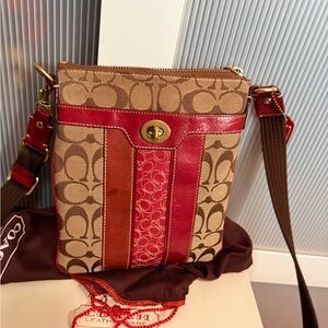 Coach Red and Tan Crossbody Bag